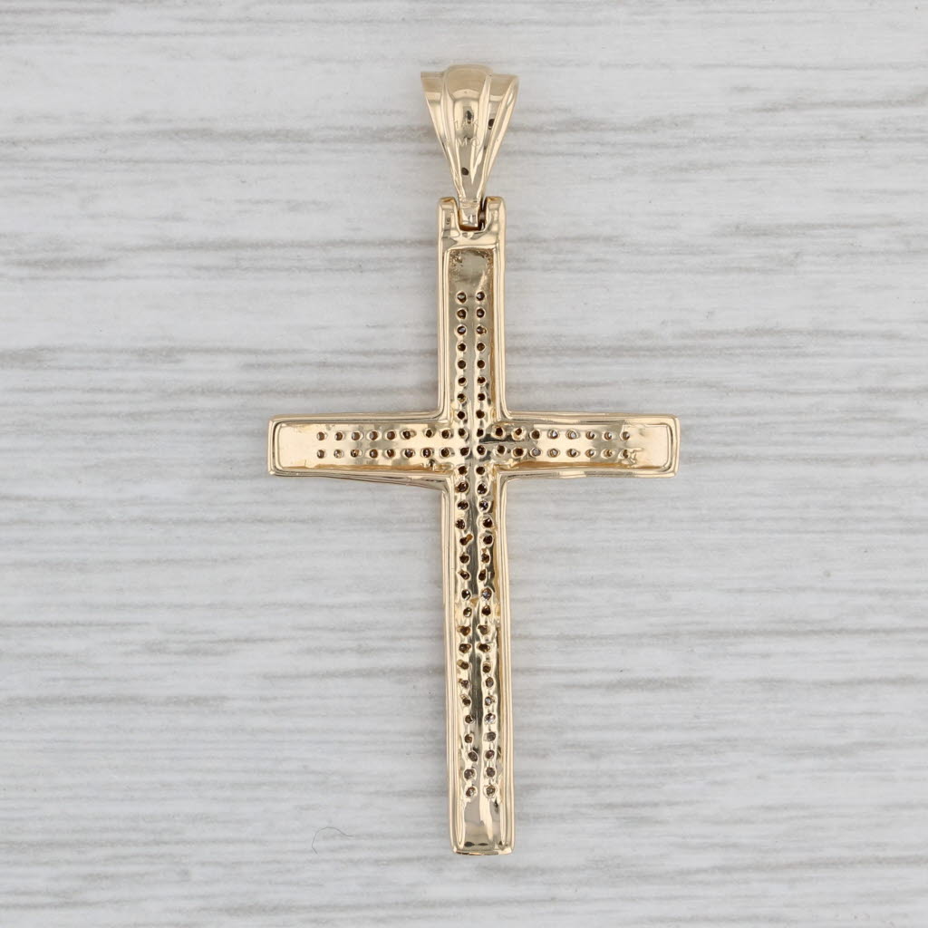 Gray 0.20ctw Diamond Cross Pendant 14k Yellow Gold Religious Jewelry