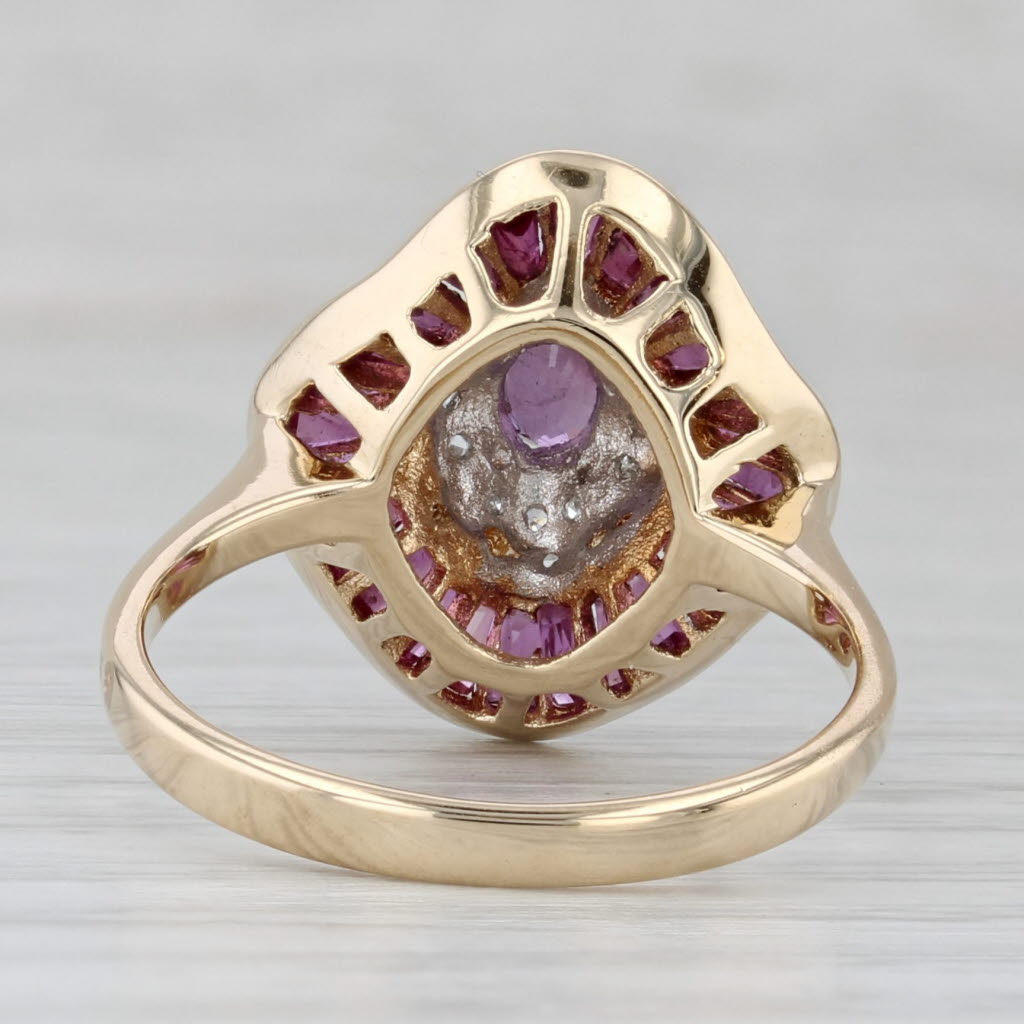 Gray 1.20ctw Ruby Diamond Contoured Halo Ring 14k Yellow Gold Size 7.75