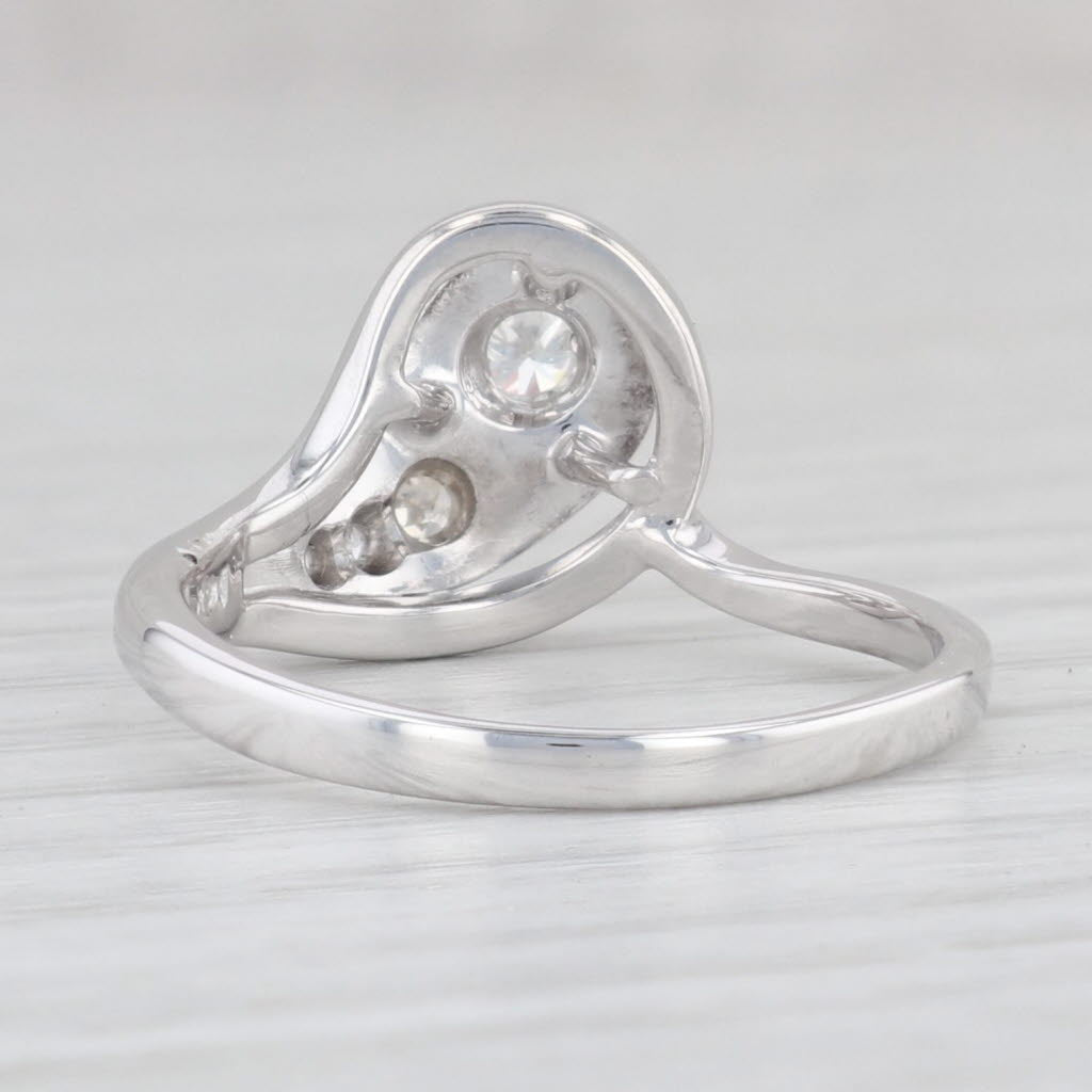 Light Gray 0.15ctw Diamond Bypass Ring 14k White Gold Size 8 Round Contoured