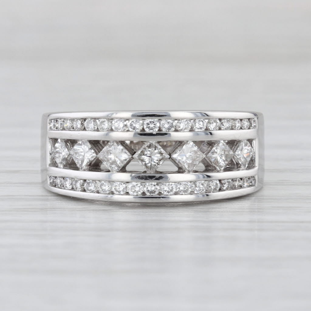 0.91ctw Diamond Ring 14k White Gold Size 7 Wedding Anniversary Band