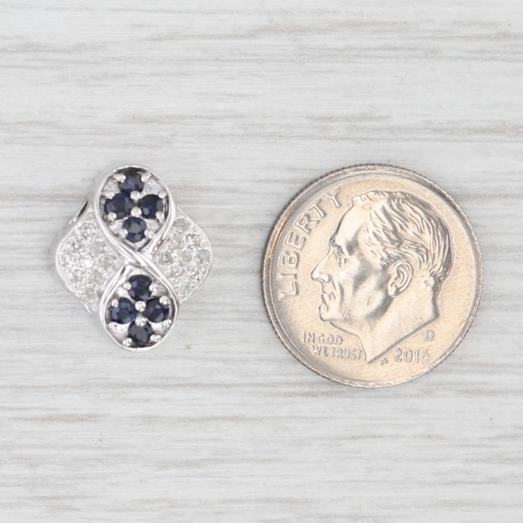 0.37ctw Blue Sapphire Diamond Slide Bracelet Charm 14k White Gold