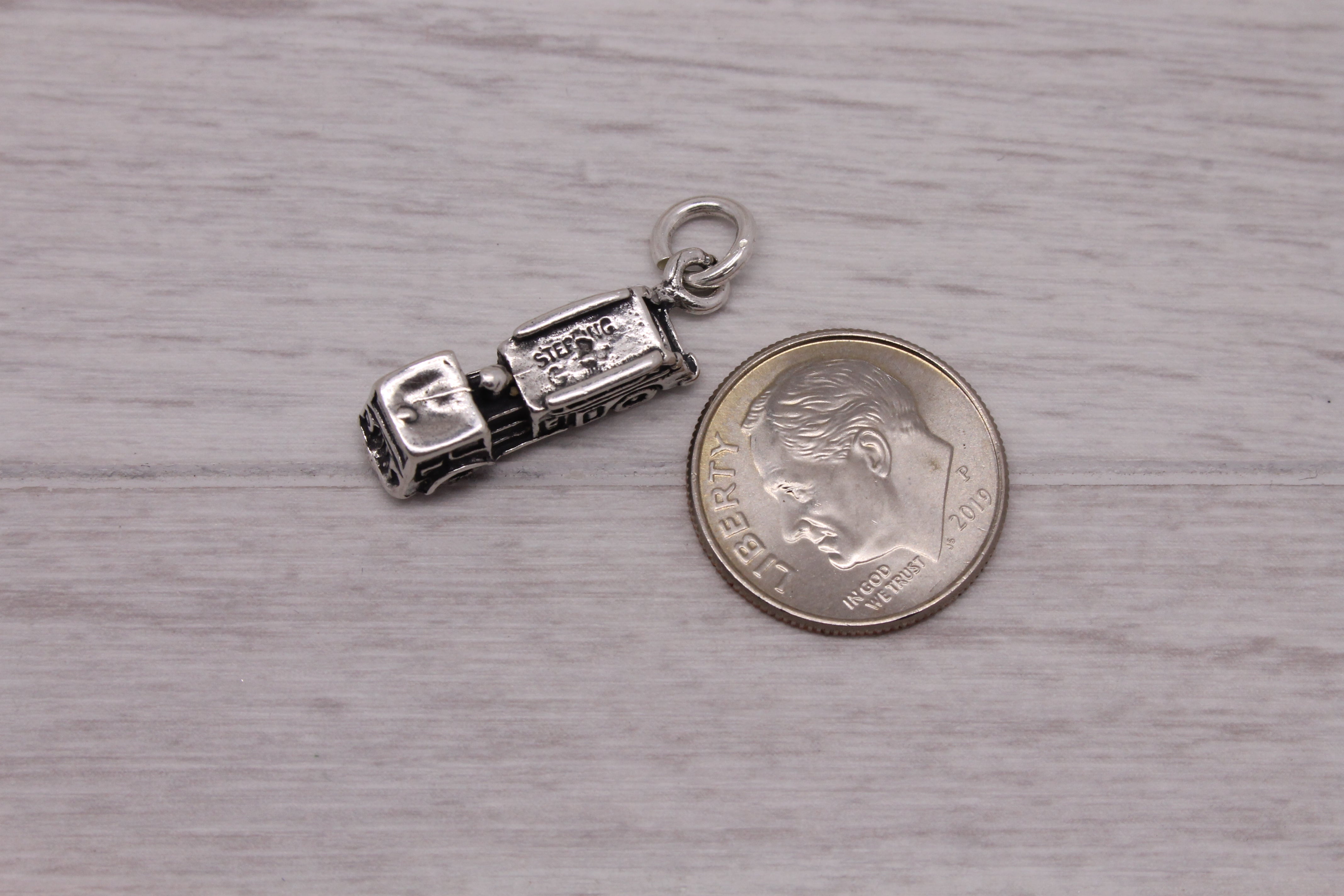 Sterling Silver 925 Fire Truck Engine Department Charm