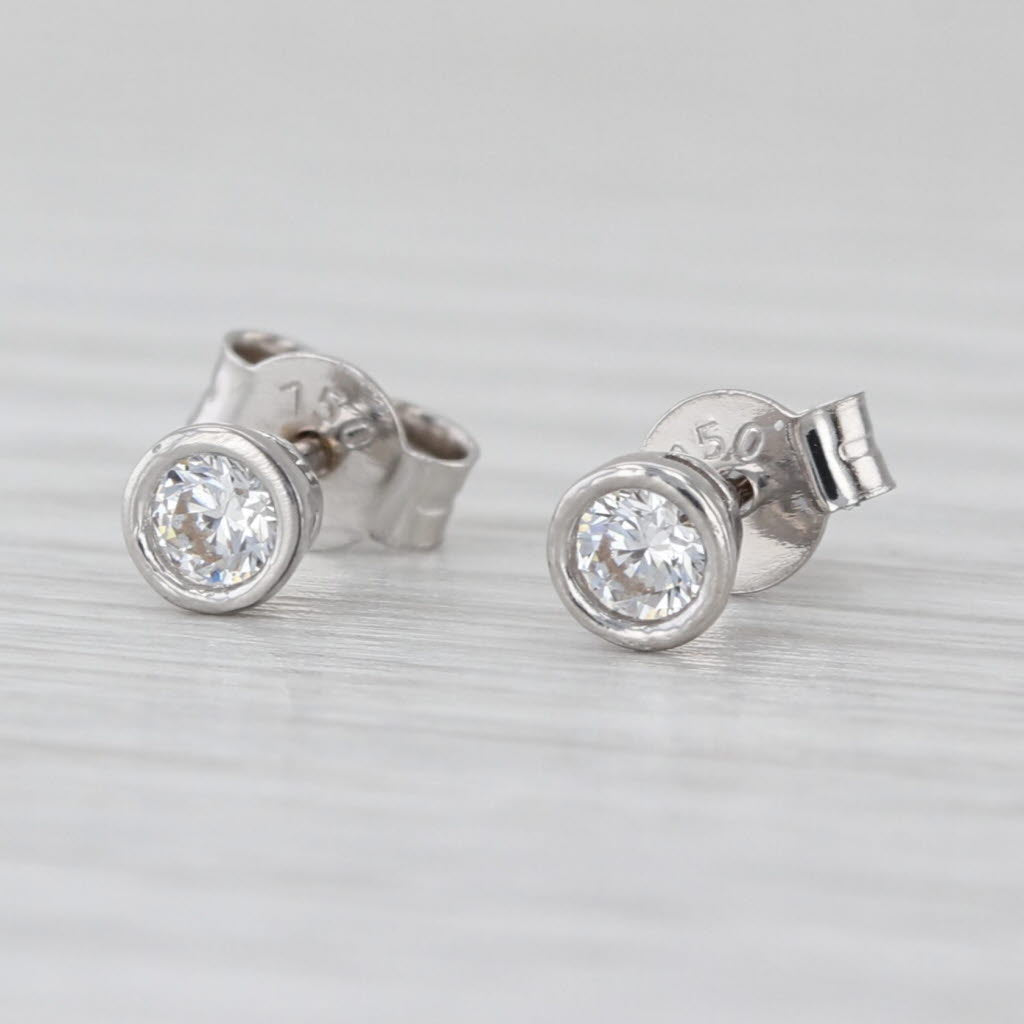 0.20ctw VS2 Round Bezel Set Diamond Stud Earrings 18k White Gold Studs