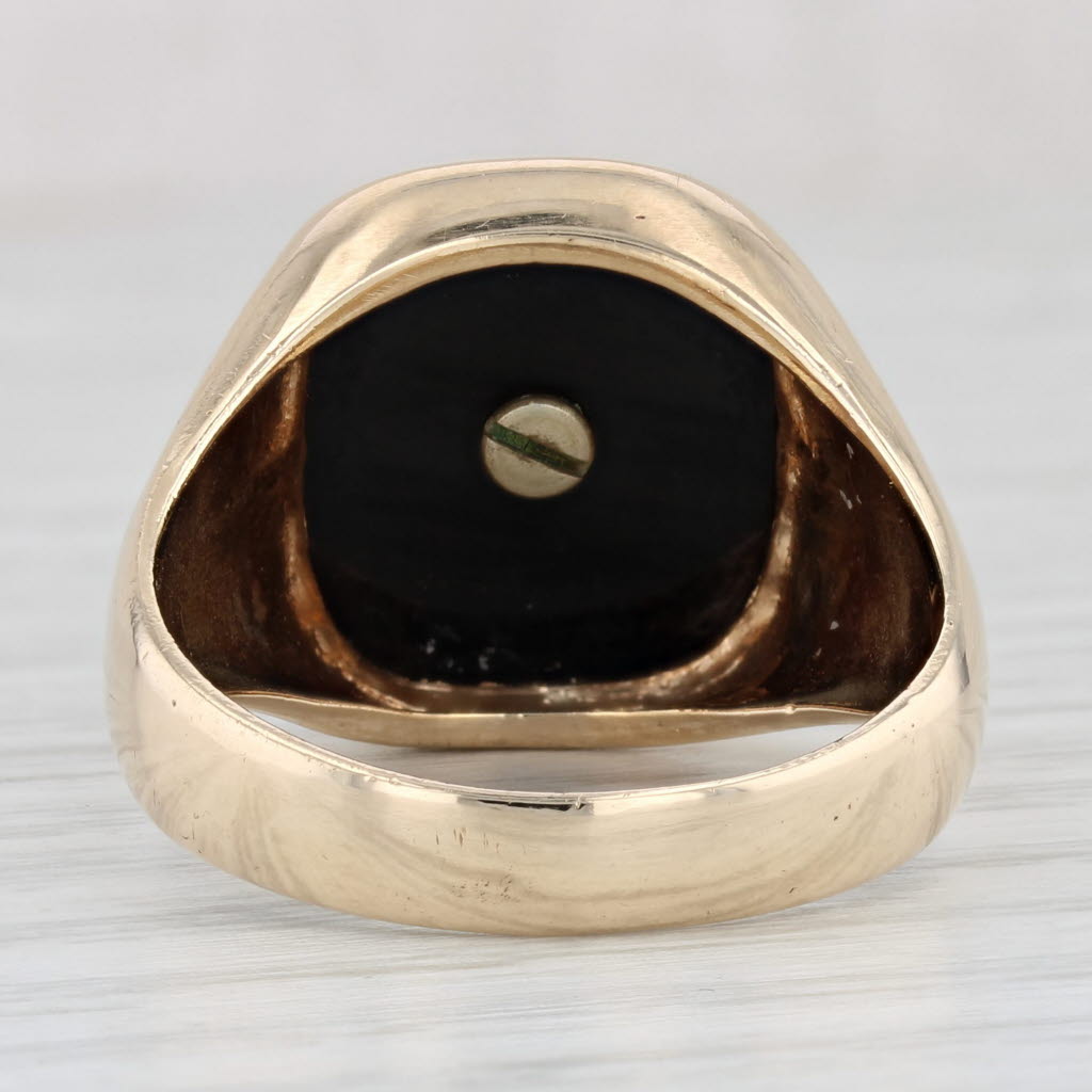 Light Gray Masonic Blue Lodge Square Compass Signet Ring 14k Gold Size 11 Men's Vintage