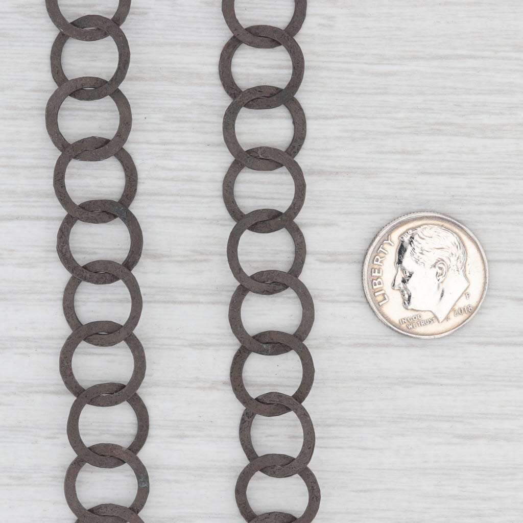 New Nina Wynn Moon Necklace Circle Chain Toggle Clasp Oxidized Sterling 45"
