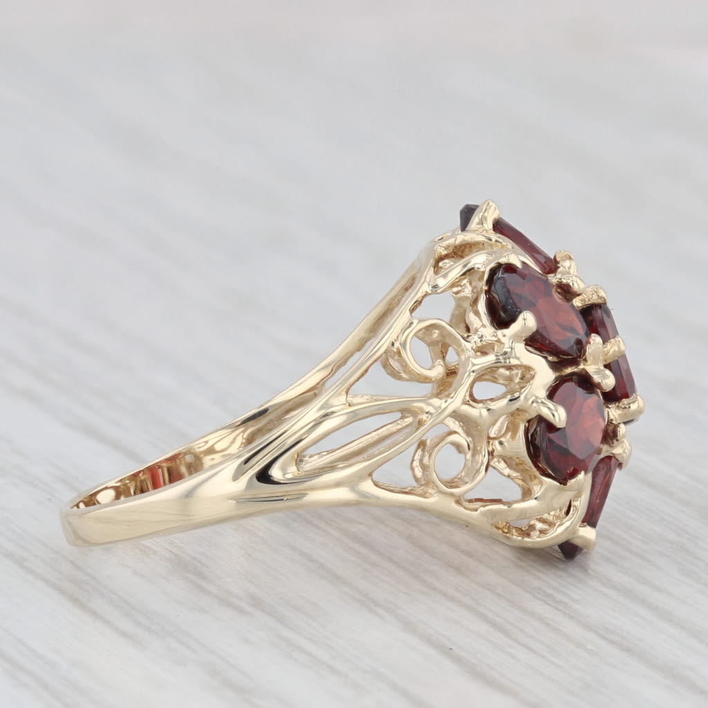 Light Gray 4ctw Garnet Flower Cluster Ring 14k Yellow Gold Size 7.25