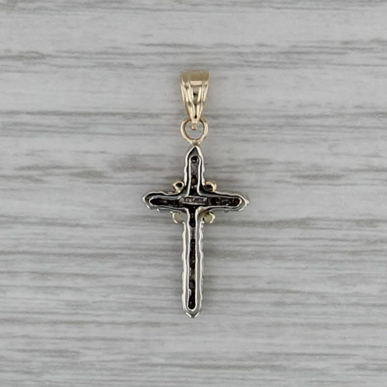 0.10ctw Diamond Cross Pendant 14k Bail 10k Crpss Small Drop