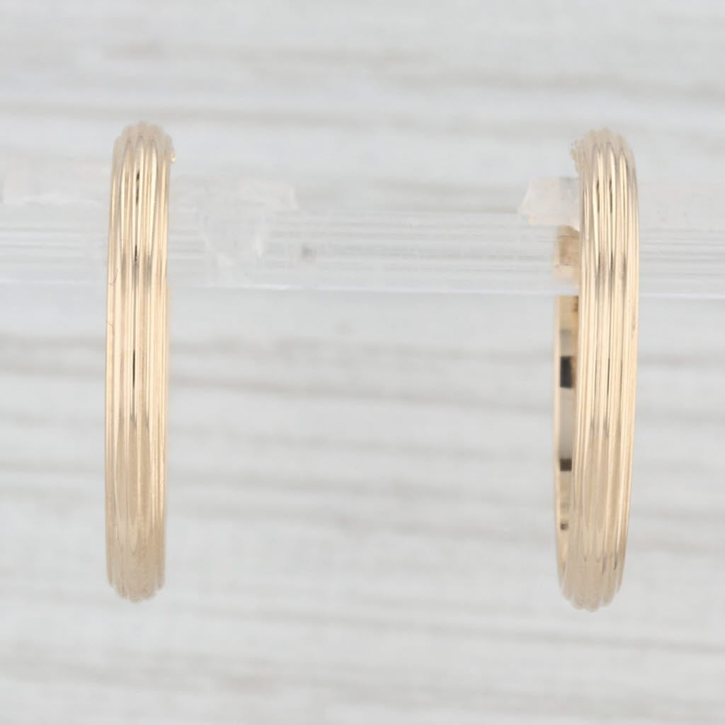 Light Gray New Round Beveled Hoop Earrings 14k Yellow Gold Snap Top Hoops