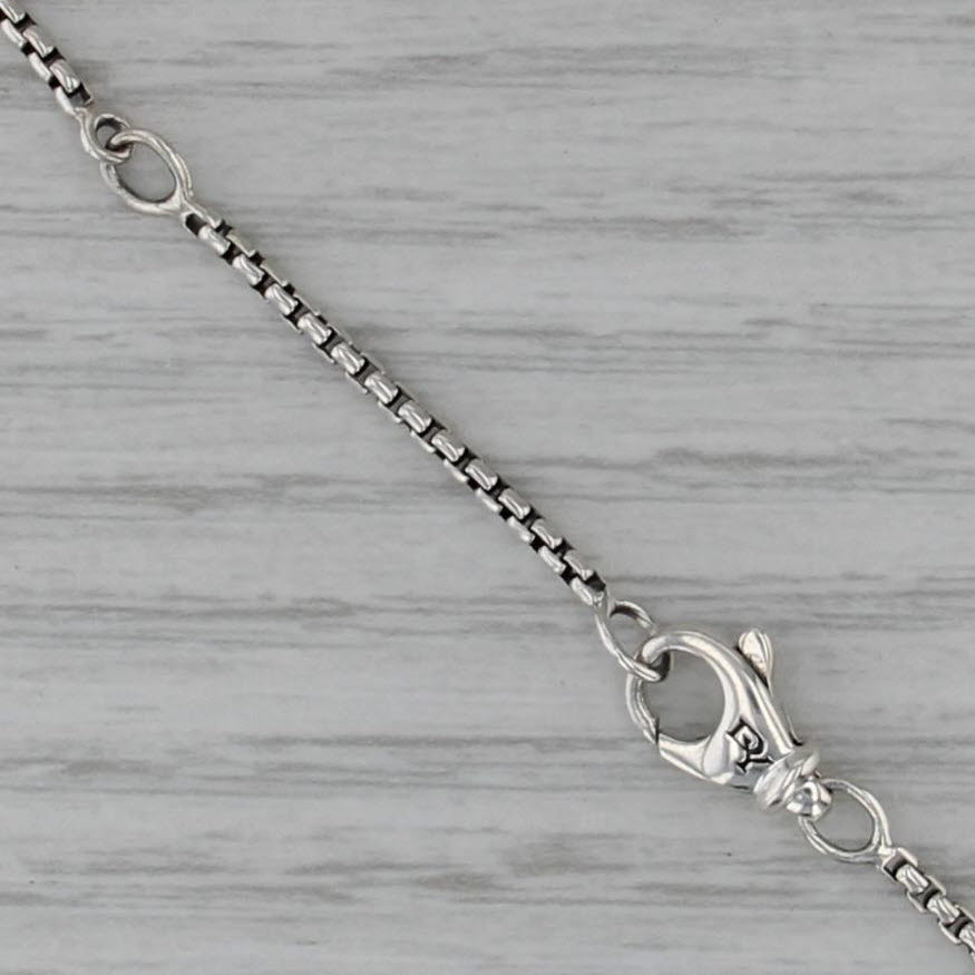 David Yurman Onyx Diamond Heart Pendant Necklace Sterling Silver Box Chain