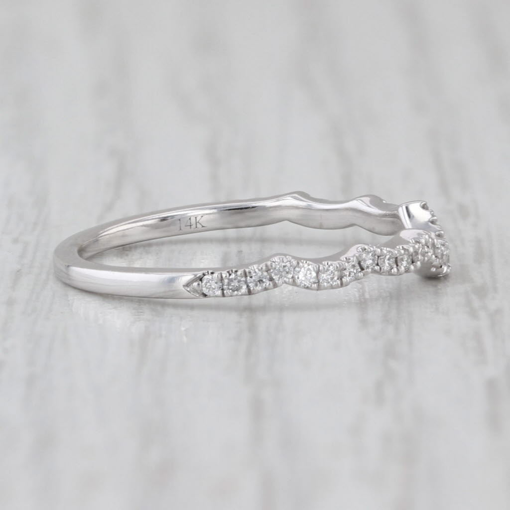 Neil Lane Contoured Diamond Ring 14k White Gold Wedding Band Size 8 Guard