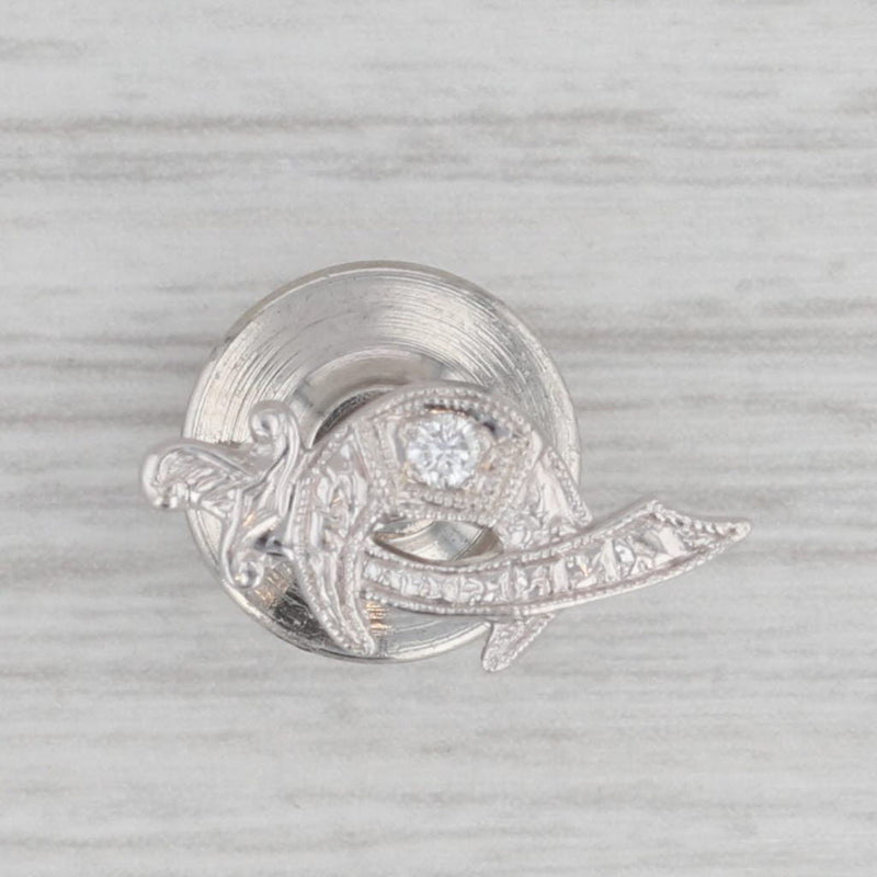 Diamond Accented Shriners Pin 14k White Gold Masonic Scimitar Crescent Lapel
