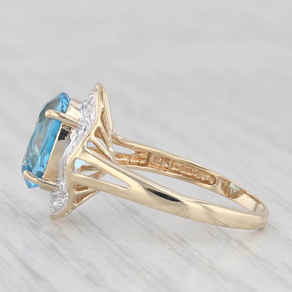 Light Gray 4.60ctw Oval Blue Topaz Solitaire Ring 10k Yellow Gold Size 7.25