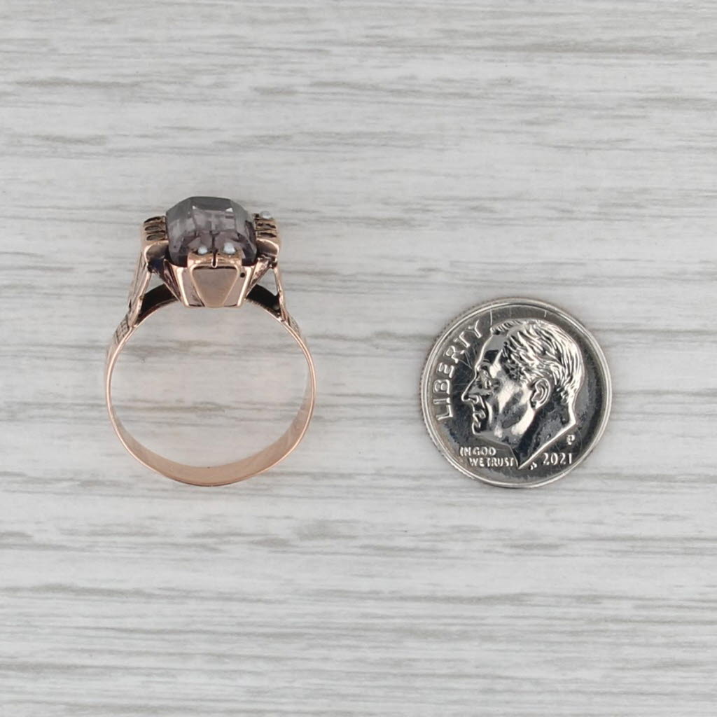 Victorian Pale Amethyst Seed Pearl Ring 10k Yellow Gold Size 7.5 Antique