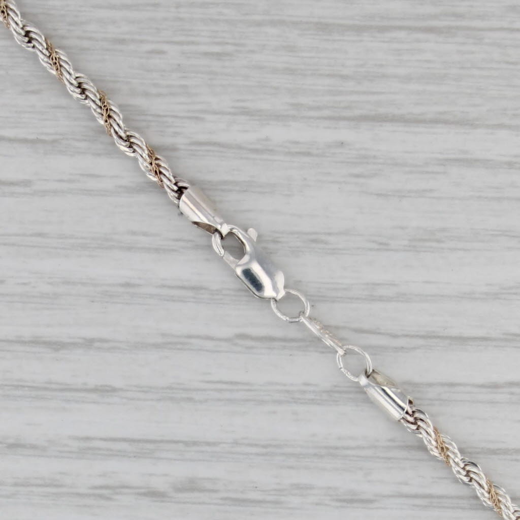 24" Rope Chain Sterling Silver 14k Yellow Gold 3mm Michael Anthony USA