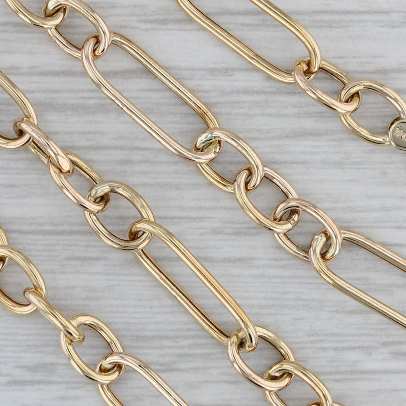 Figaro Chain Necklace 10k Yellow Gold Watch Chain Style 18" 6.2mm
