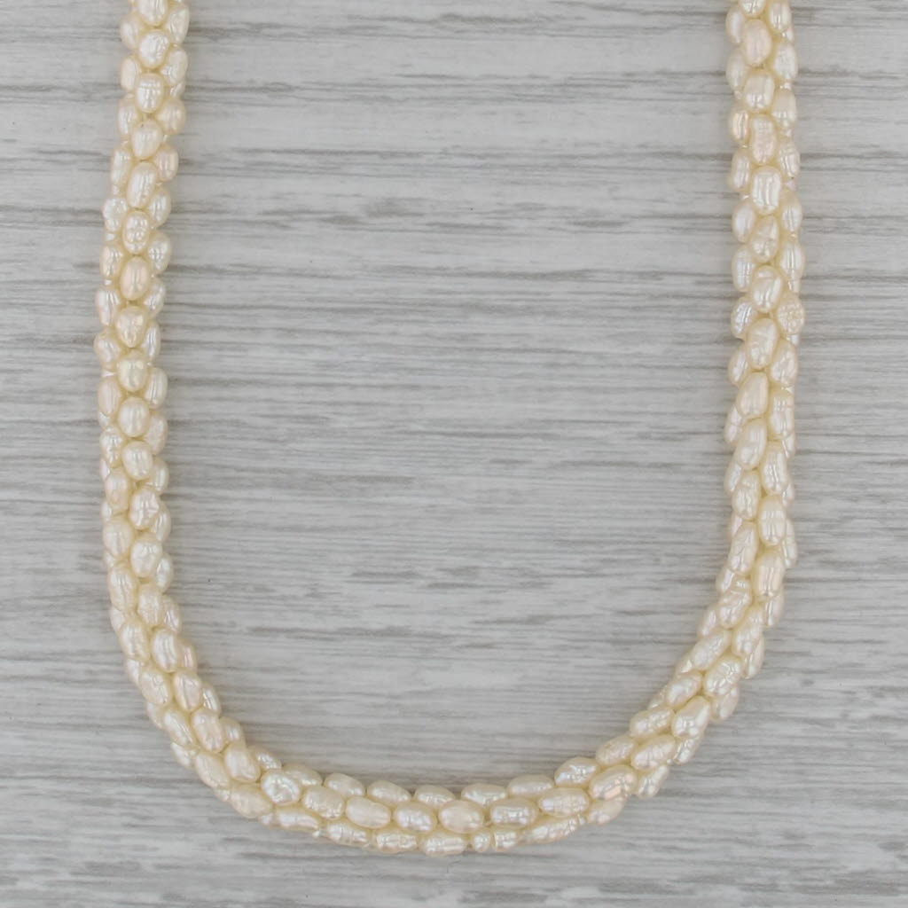 17.75" Cultured & Imitation Pearl Necklace Cluster Popcorn Strand Copper Clasp