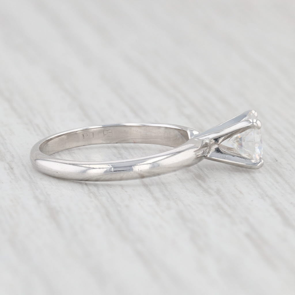 New 0.70ct Moissanite Engagement Ring Platinum Round Solitaire Size 5.5