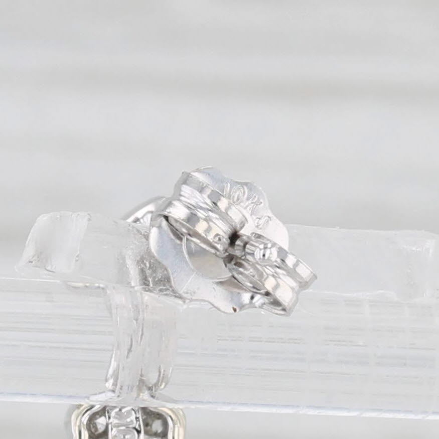Light Gray Cultured Pearl Diamond Dangle Earrings 10k White Gold Vintage Style Drops