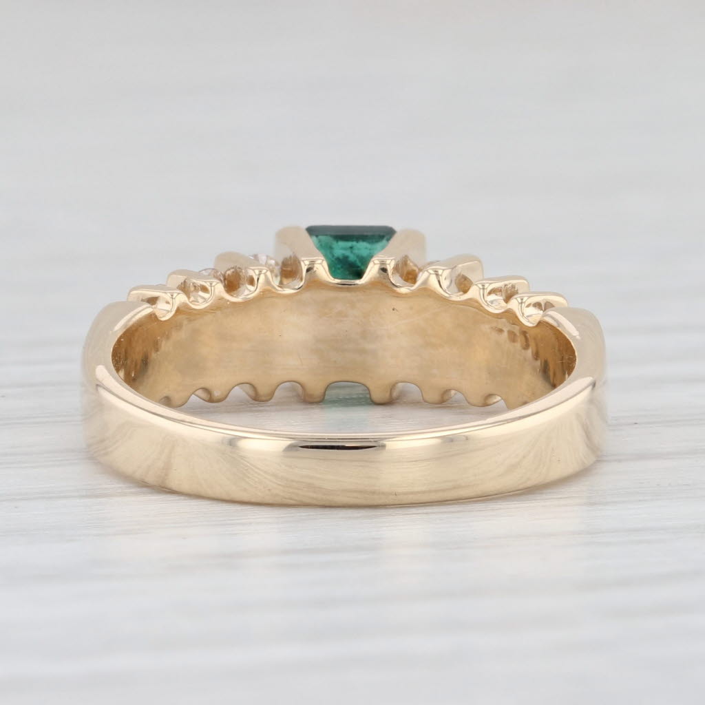 Light Gray 0.90ctw Emerald Diamond Ring 14k Yellow Gold Size 6.75 Tiered Pyramid