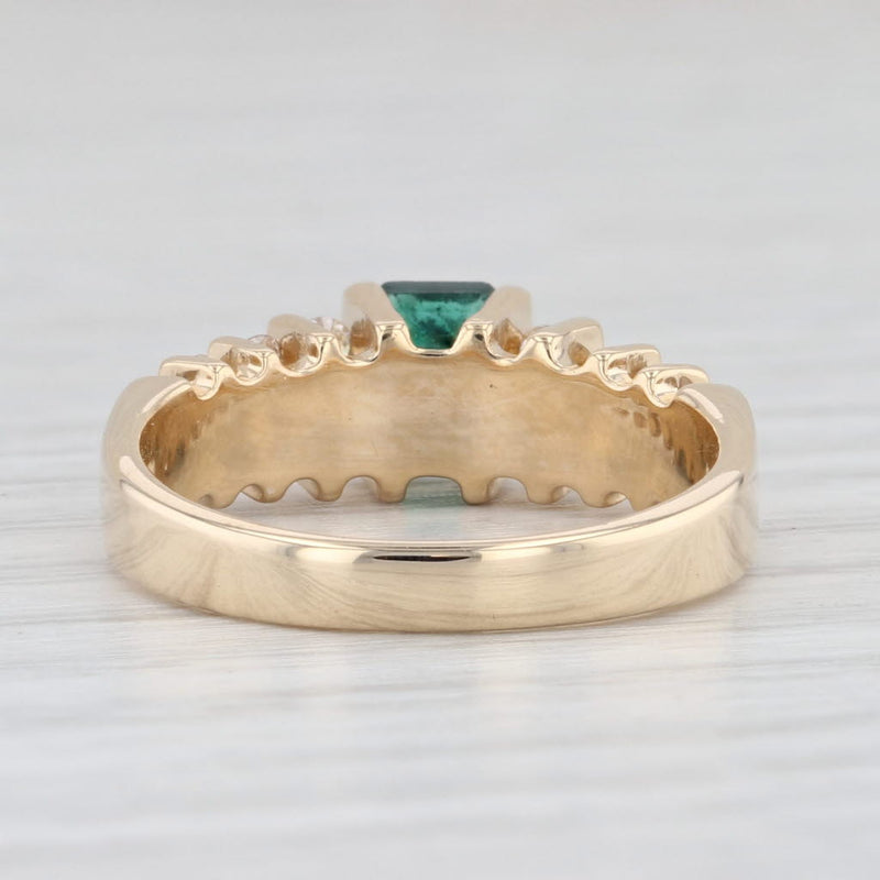 Light Gray 0.90ctw Emerald Diamond Ring 14k Yellow Gold Size 6.75 Tiered Pyramid