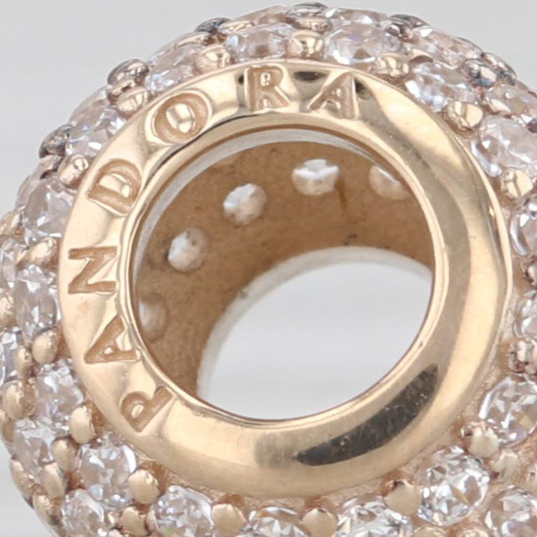 Authentic Pandora Pave Lights Charm 750819CZ 14k Gold Clear CZ Bead