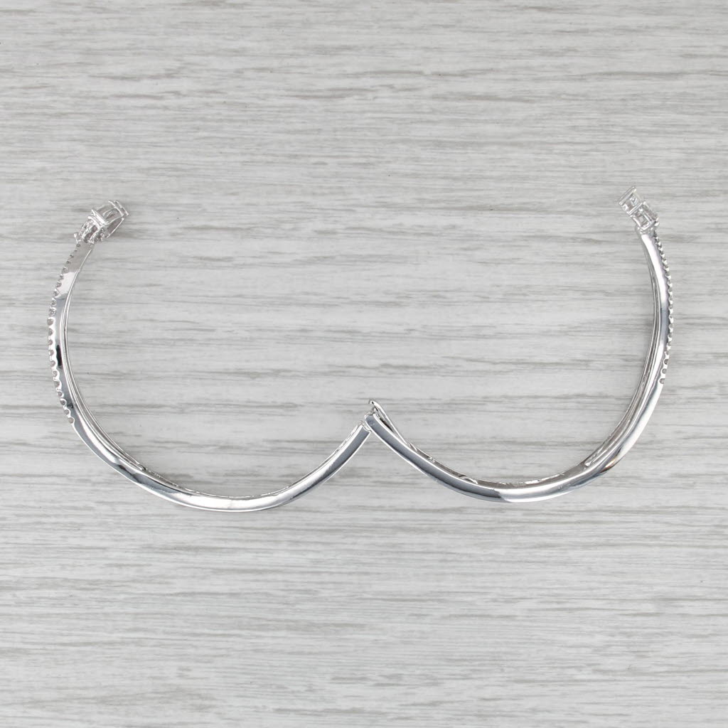 2.15ctw Diamond Teardrop Bypass Bracelet 18k White Gold 6.75" Hinged