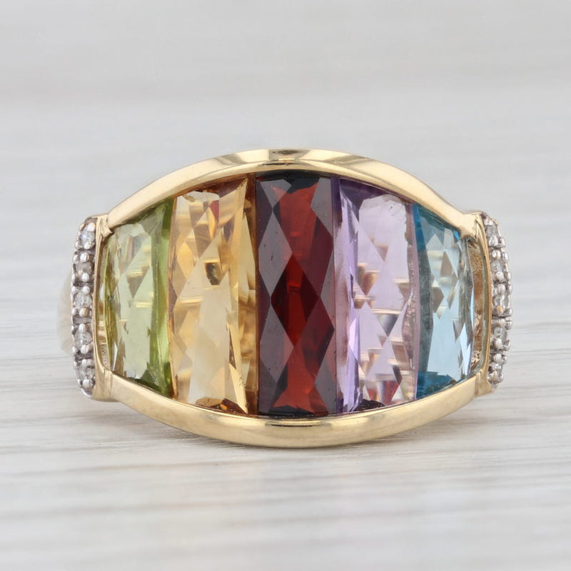 4.86ctw Rainbow Gemstone Ring 10k Gold Peridot Citrine Garnet Amethyst Topaz