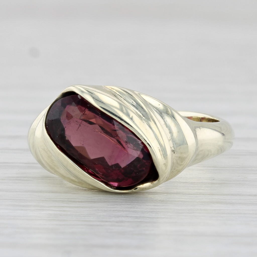 Light Gray 2.70ct Rubelite Tourmaline Ring 14k Yellow Gold Size 5.5 Oval Solitaire