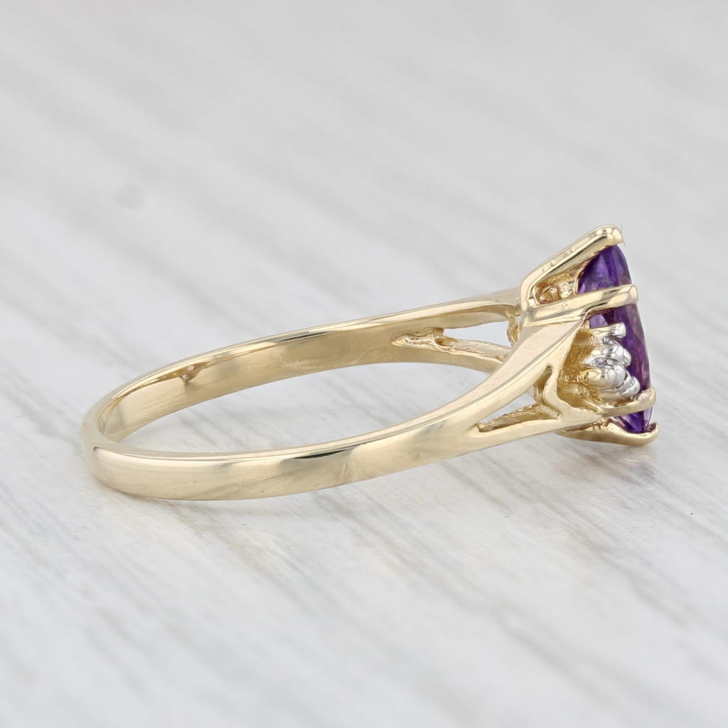 Light Gray 0.50ct Marquise Amethyst Diamond Ring 14k Yellow Gold Size 6.75