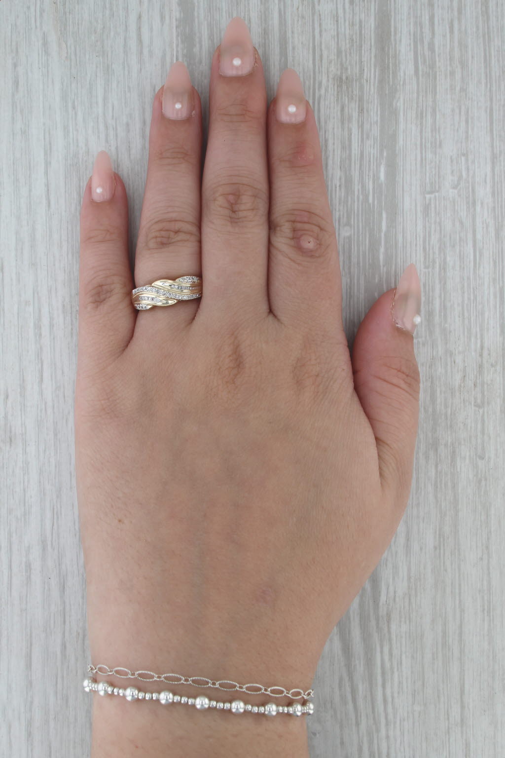 0.17ctw Diamond Bypass Scalloped Ring 14k Yellow Gold Size 6 Wedding Anniversary