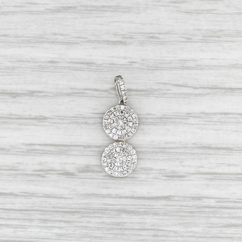 Pave Diamond Circles Pendant 14k White Gold Drop