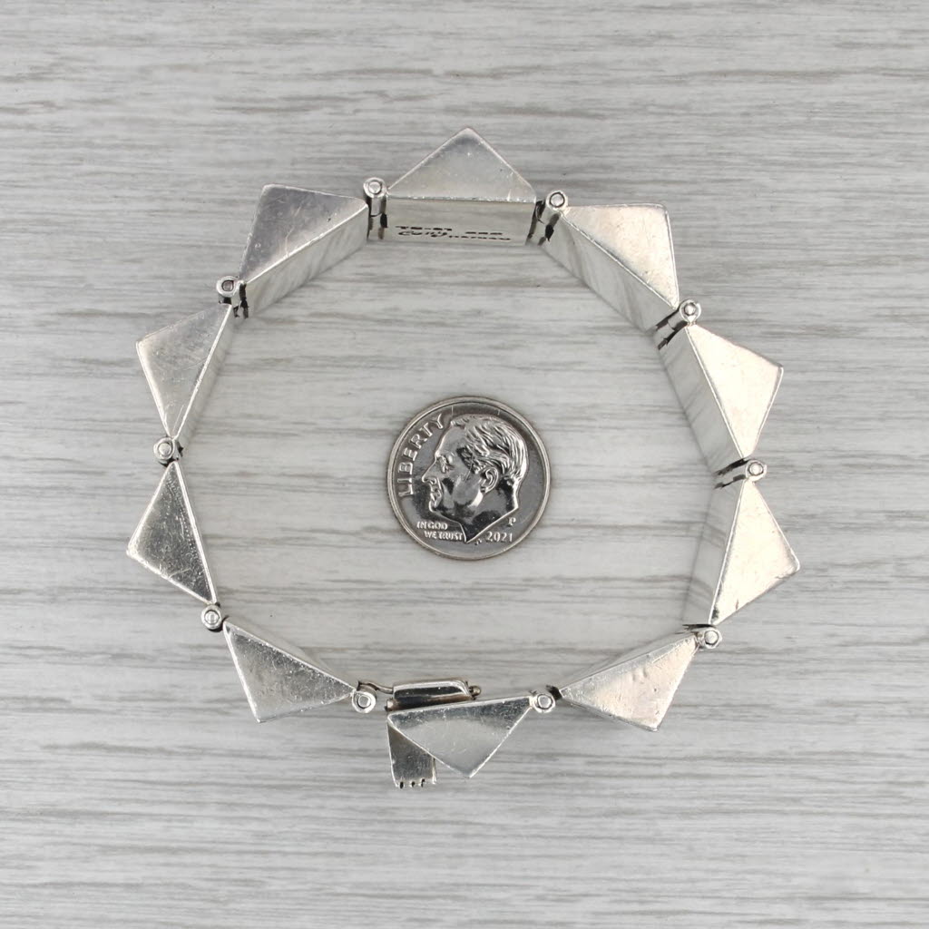 Vintage Cony Taxco Mexico Knot work Bracelet Sterling Silver 6.75" Statement