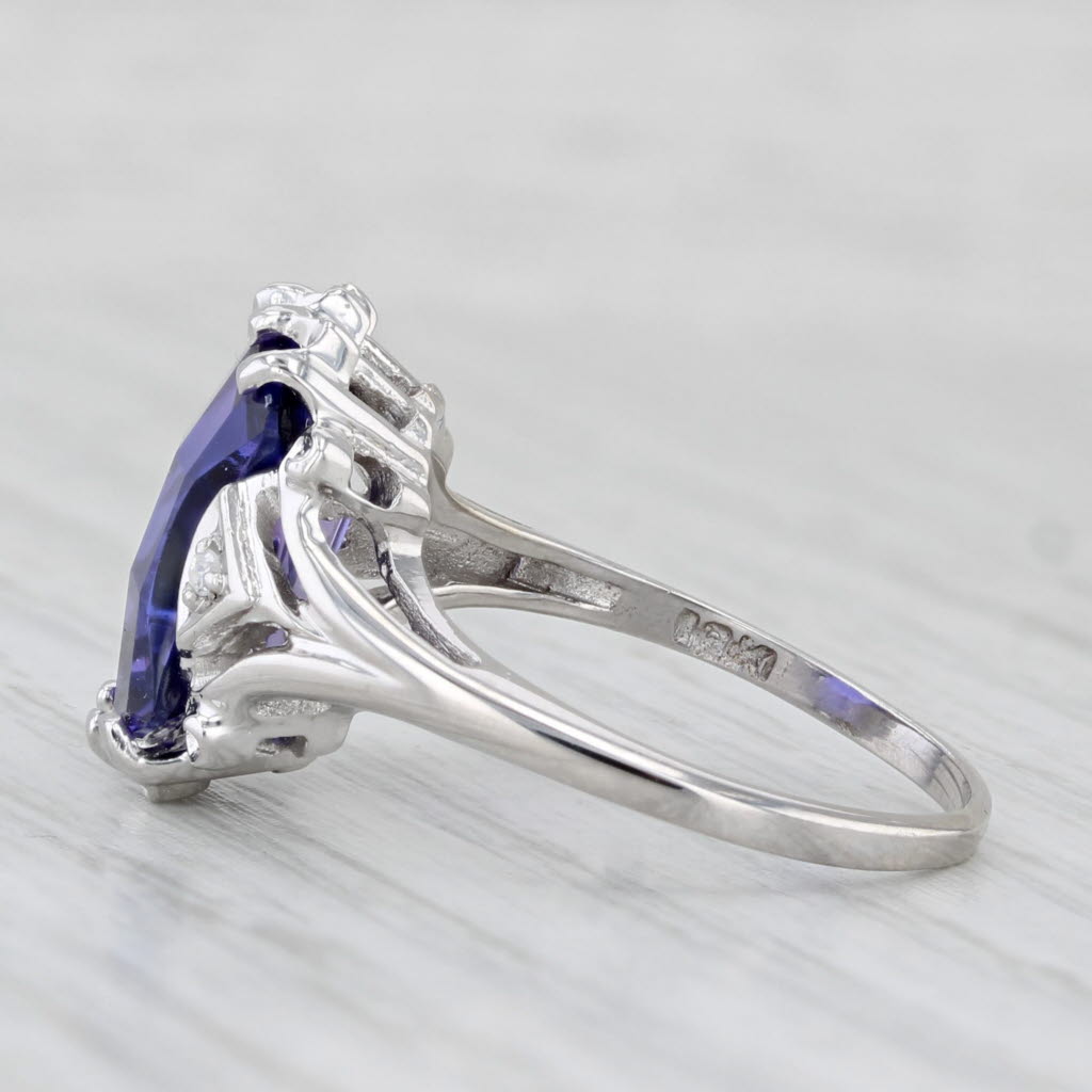 Light Gray Lab Created Purple Blue Sapphire Diamond Ring 10k White Gold Size 6