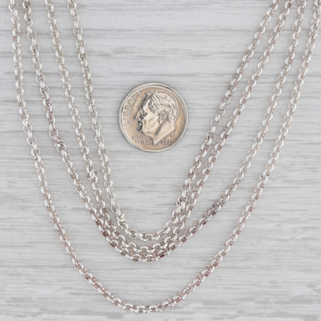 Gray Milor Italy 4 Chain Rolo Chain Necklace Sterling Silver 18"