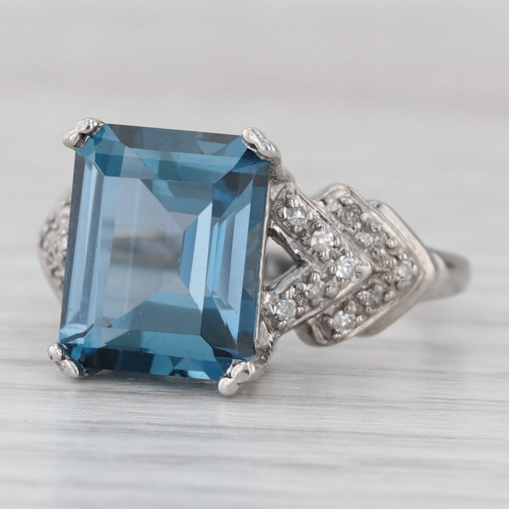 Gray 5.08ctw London Blue Topaz Diamond Ring 14k White Gold Size 6.25