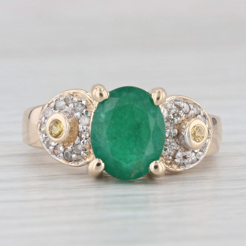 2.78ctw Oval Emerald Yellow Sapphire Diamond Ring 14k Yellow Gold Size 7.75
