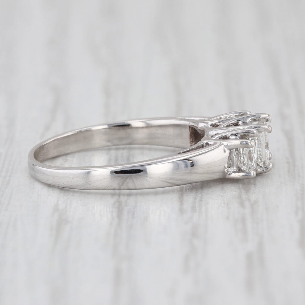 0.87ctw Princess Diamond 3-Stone Engagement Ring 14k White Gold Size 6.5