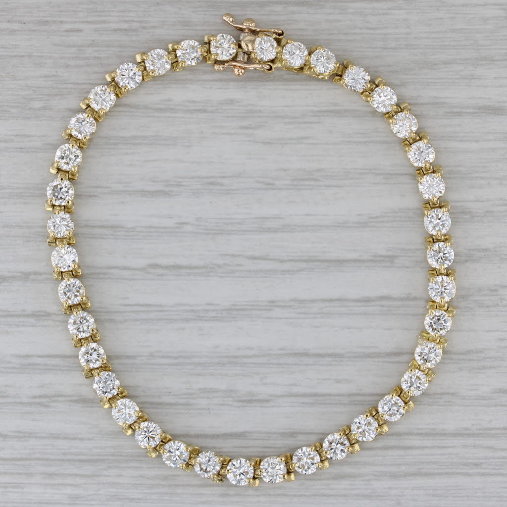 Gray 7ctw VS2 Diamond Tennis Bracelet 18k Yellow Gold 7" 4.2mm