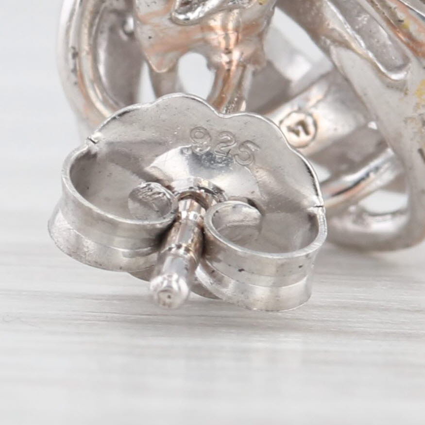 Light Gray Diamond Knot Stud Earrings Sterling Silver Pierced Studs