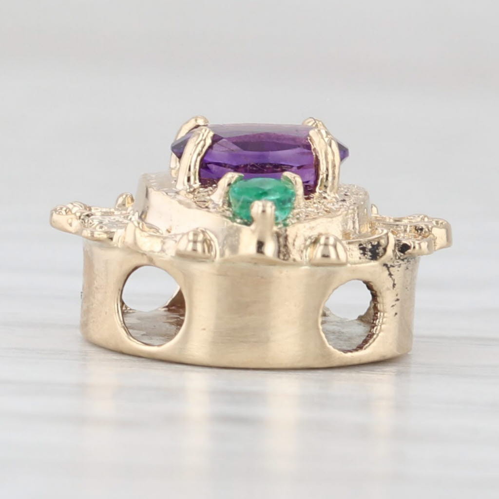 0.48ctw Amethyst Emerald Slide Bracelet Charm 14k Yellow Gold Old Victoria