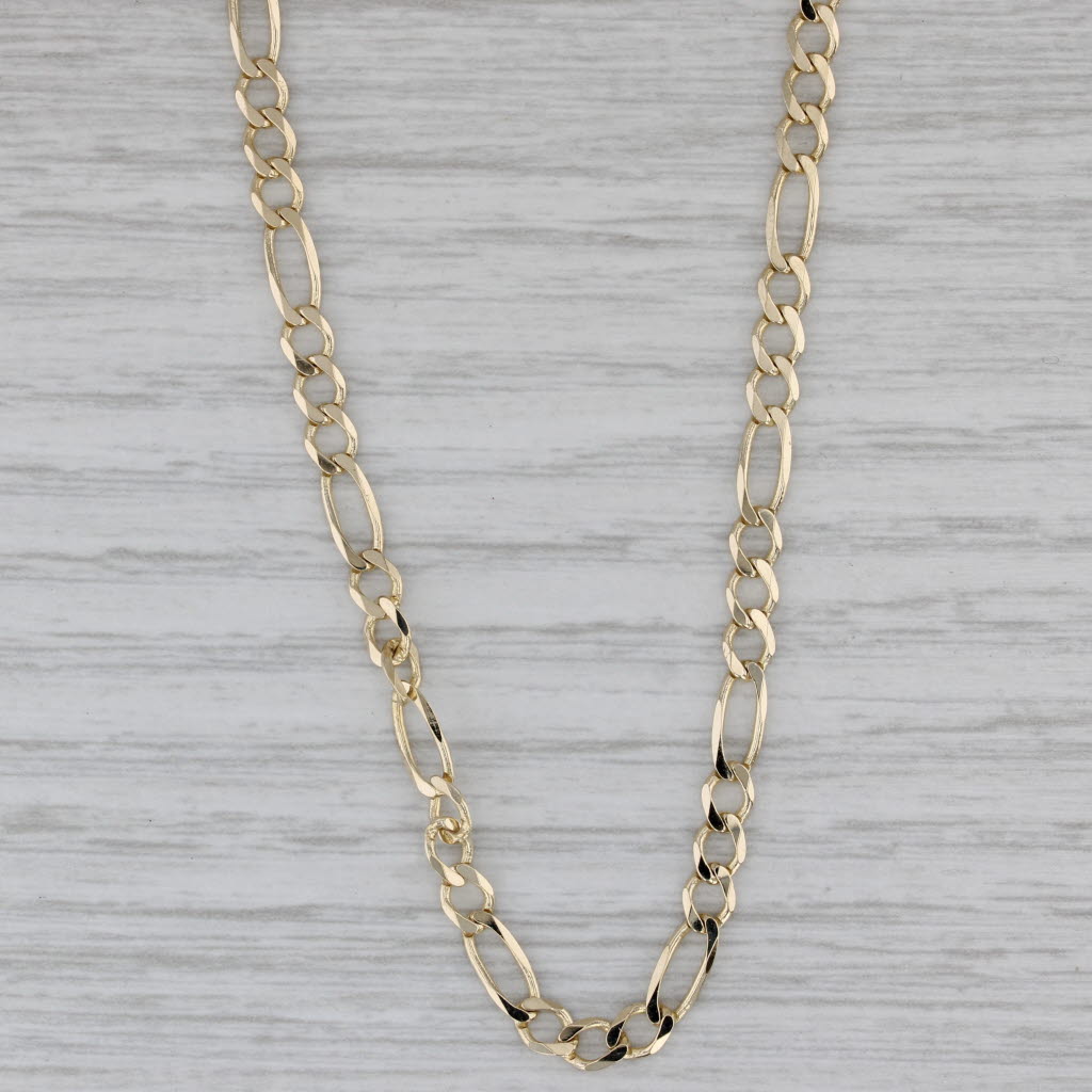 Gray Figaro Chain Necklace 14k Yellow Gold 18.5" 3.6mm Italy