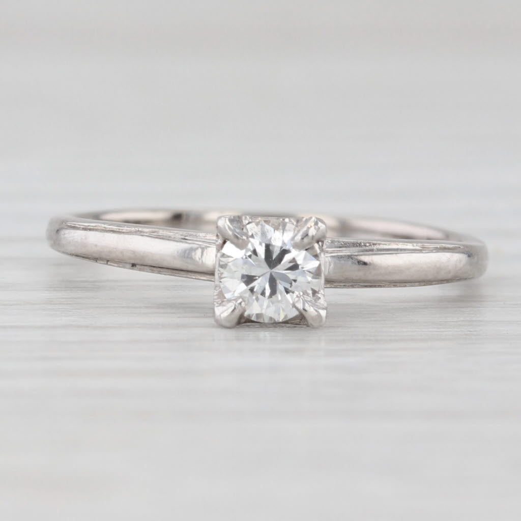 Light Gray 0.32ct Round Diamond Solitaire Engagement Ring Ruthendium Palladium Size 6.75