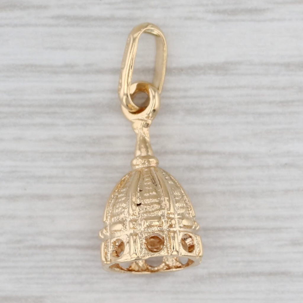 Gray Dome Souvenir Charm 18k Yellow Gold Pendant European