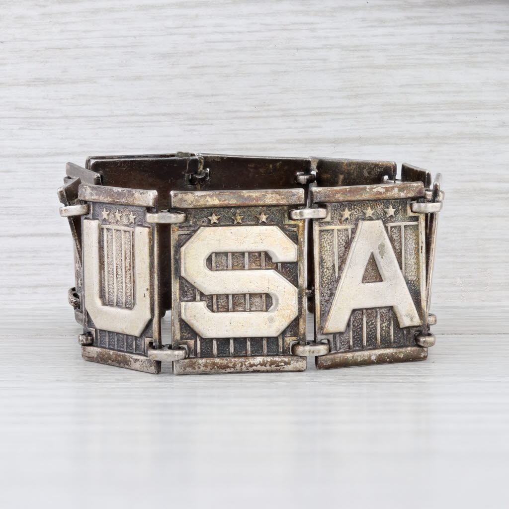 WWII USAAF Bracelet Sterling Silver 6.75" Vintage Airforce Military