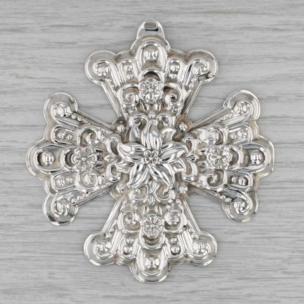 1974 Reed & Barton Christmas Cross Ornament Sterling Silver Holiday Collectible