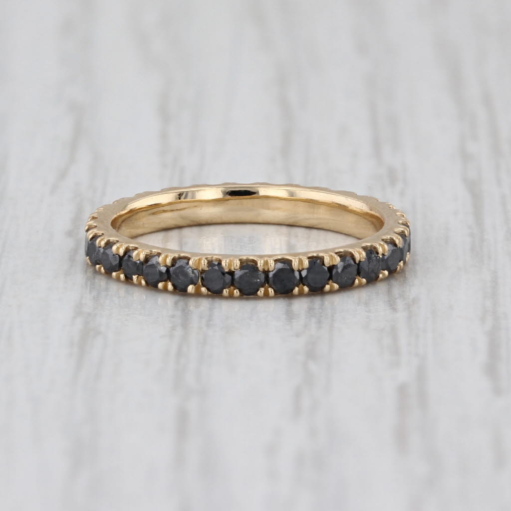 0.55ctw Black Diamond Eterntiy Band 18k Yellow Gold Size 5 Stakable Wedding Ring