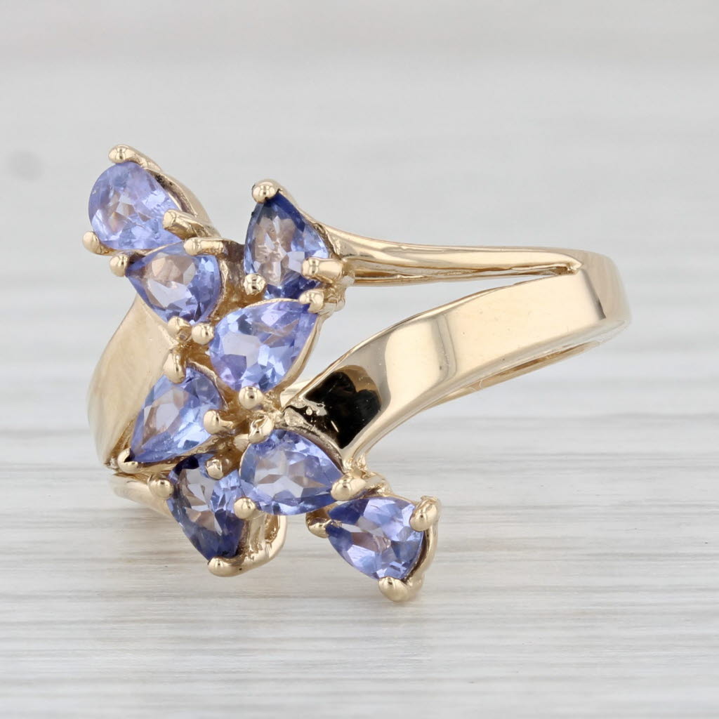 Light Gray 1.20ctw Tanzanite Cluster Ring 14k Yellow Gold Size 5