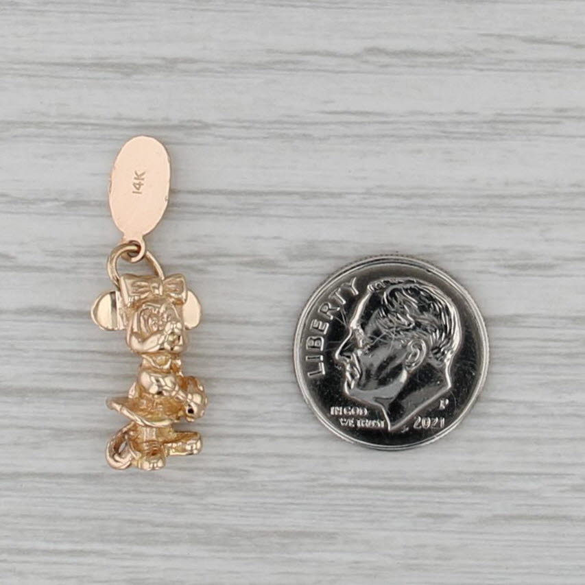 Minnie Mouse Charm 14k Gold Disney Souvenir Pendant Cartoon Character Keepsake