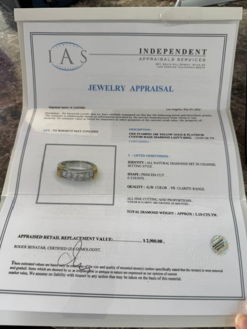 1ctw Diamond Wedding Band Platinum 18k Gold Anniversary Ring Size 4.75 Appraisal