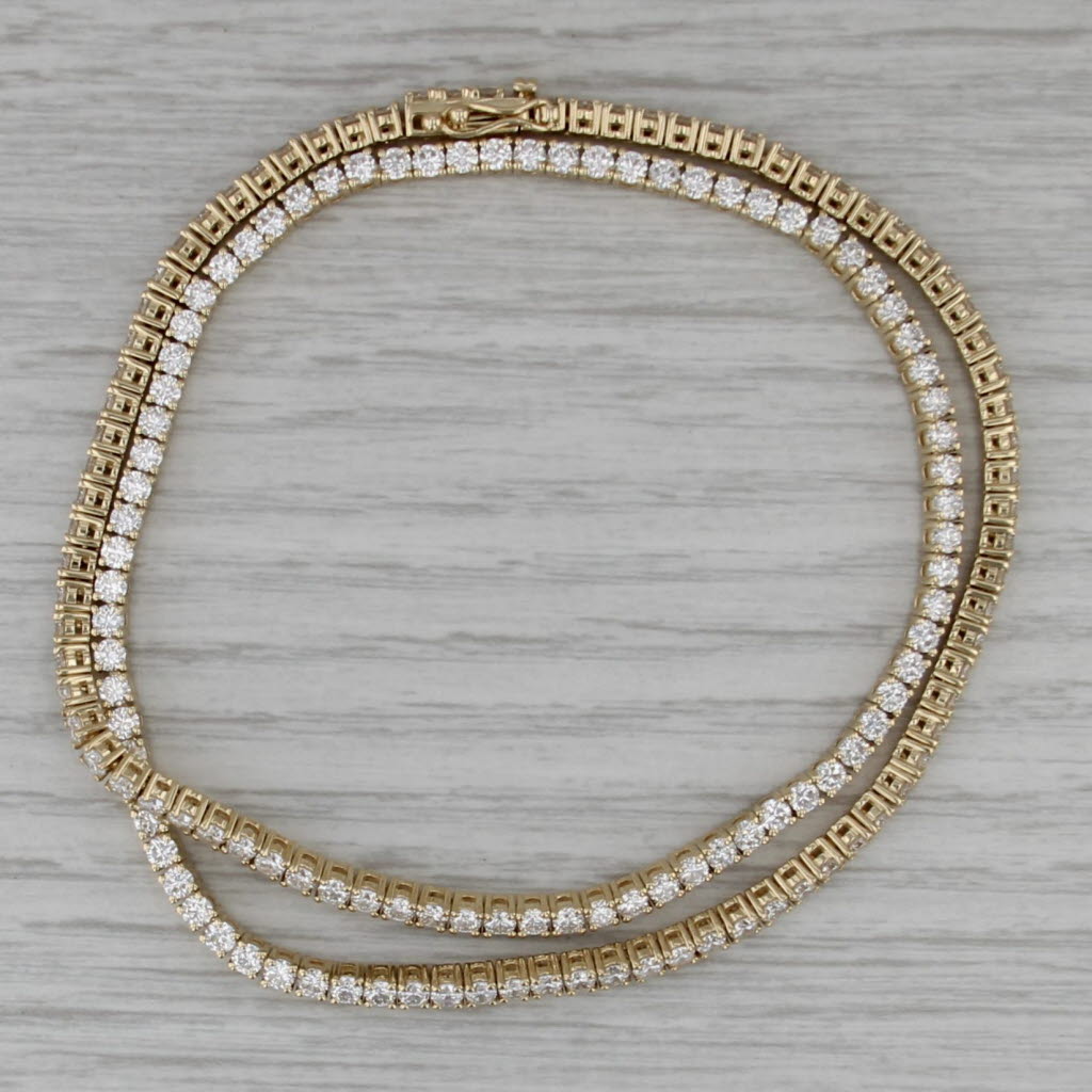 New 11.08ctw Lab Grown Diamond Tennis Necklace 14k Yellow Gold 17" VS2 F-G